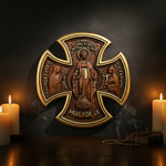 Trinity Jesus and Mary Wood Cross for Christian home decor and prayer spaces