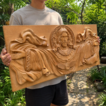 Trinity of Grace” Hand-Carved Jesus & Holy Spirit Wood Wall Art – 22.75