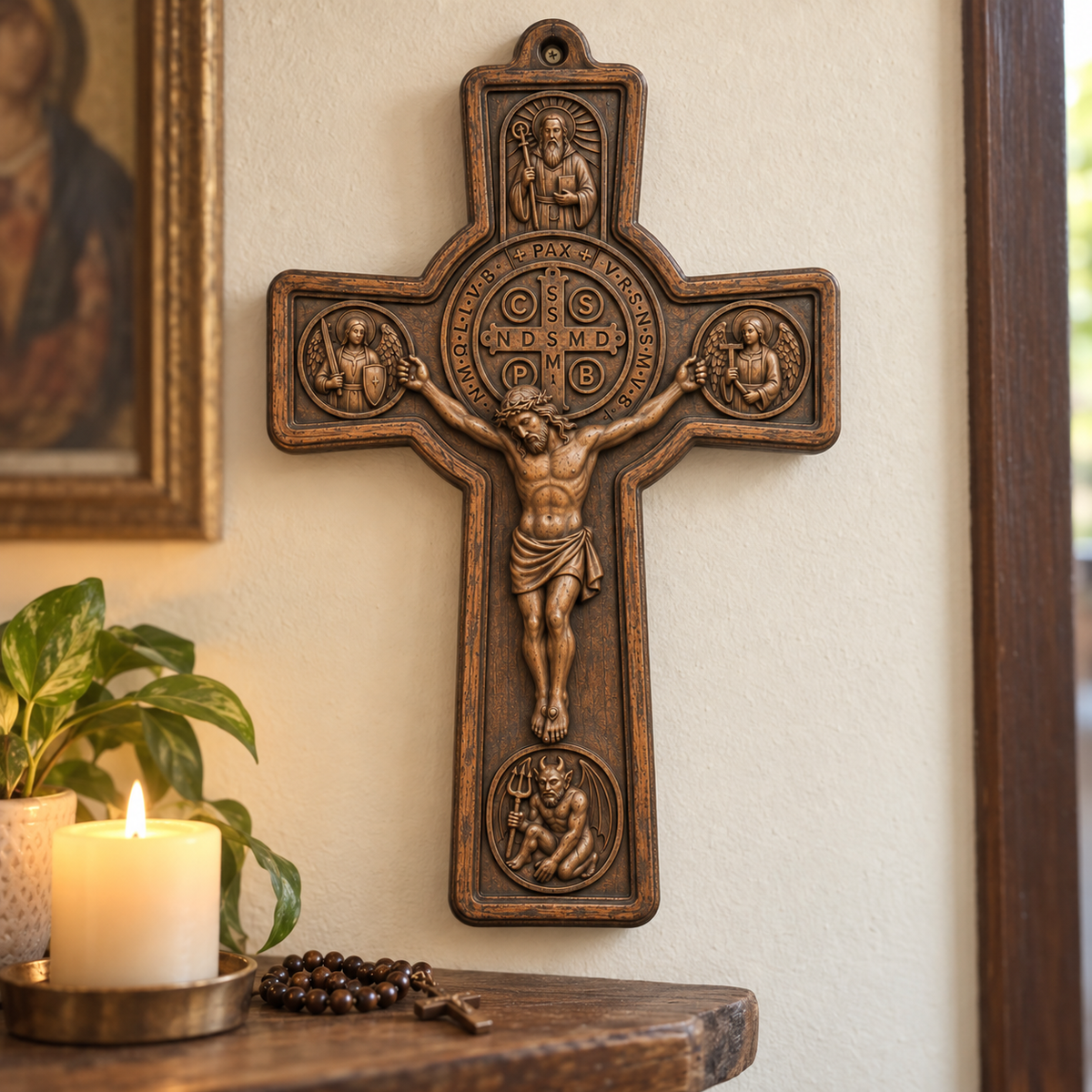 Saint Benedict Beechwood Crucifix — Wall Cross