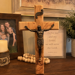 Holy City Wood Olive Wood Crucifix with Bronze Christ — Handcrafted Prayer Cross - product view