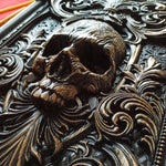 Panel Skull wood carving, wall art, picture, wall hangings - mokarve