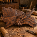 Eagle & Flag Wood Wall Plaque - Handcrafted American Heritage Tribute - product view
