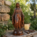 Hand-carved boxwood icon of the Immaculate Heart of Mary