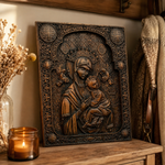 Our Lady of Perpetual Help Wood Art - Hand-Carved Catholic Gift - Mother Mary Comfort Figure