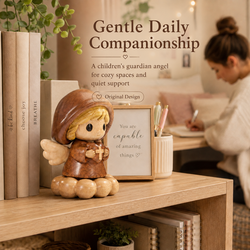 Saint Michael Wooden Blessing Figurine – Handmade Faith Desk Decor
