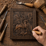 St. George the Victorious Hand-Carved Wood Icon – A Symbol of Courage & Faith - design detail