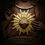 Sacred Heart of Jesus Hand-Carved Beechwood Relief - Divine Mercy Home Altar Decor - product view