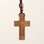 Wooden Savior Cross Necklace