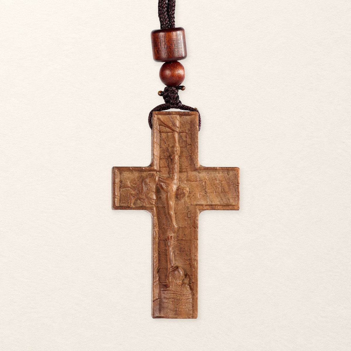 Wooden Savior Cross Necklace