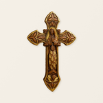 Hand-Carved Beechwood Our Lady of Guadalupe Wall Cross – Catholic Christian Home Décor