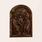 【Holy Trinity Wood Carving】Handcrafted Beech Wood Icon Three Graces Colorway Home Prayer Altar Spiritual Gift