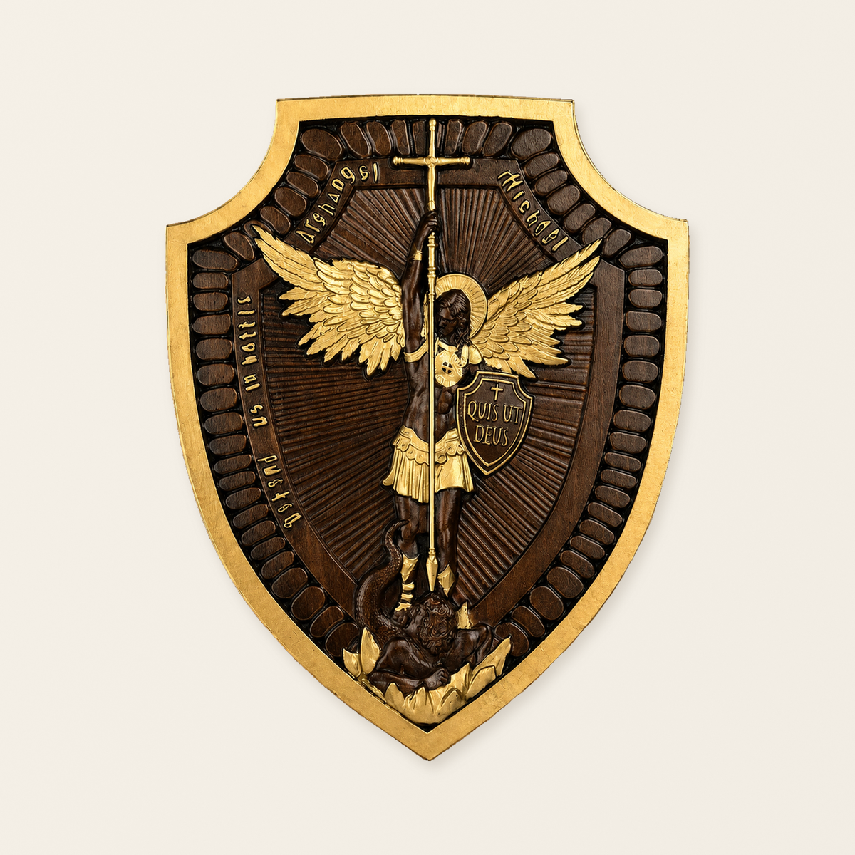 Archangel Michael Beechwood Carving