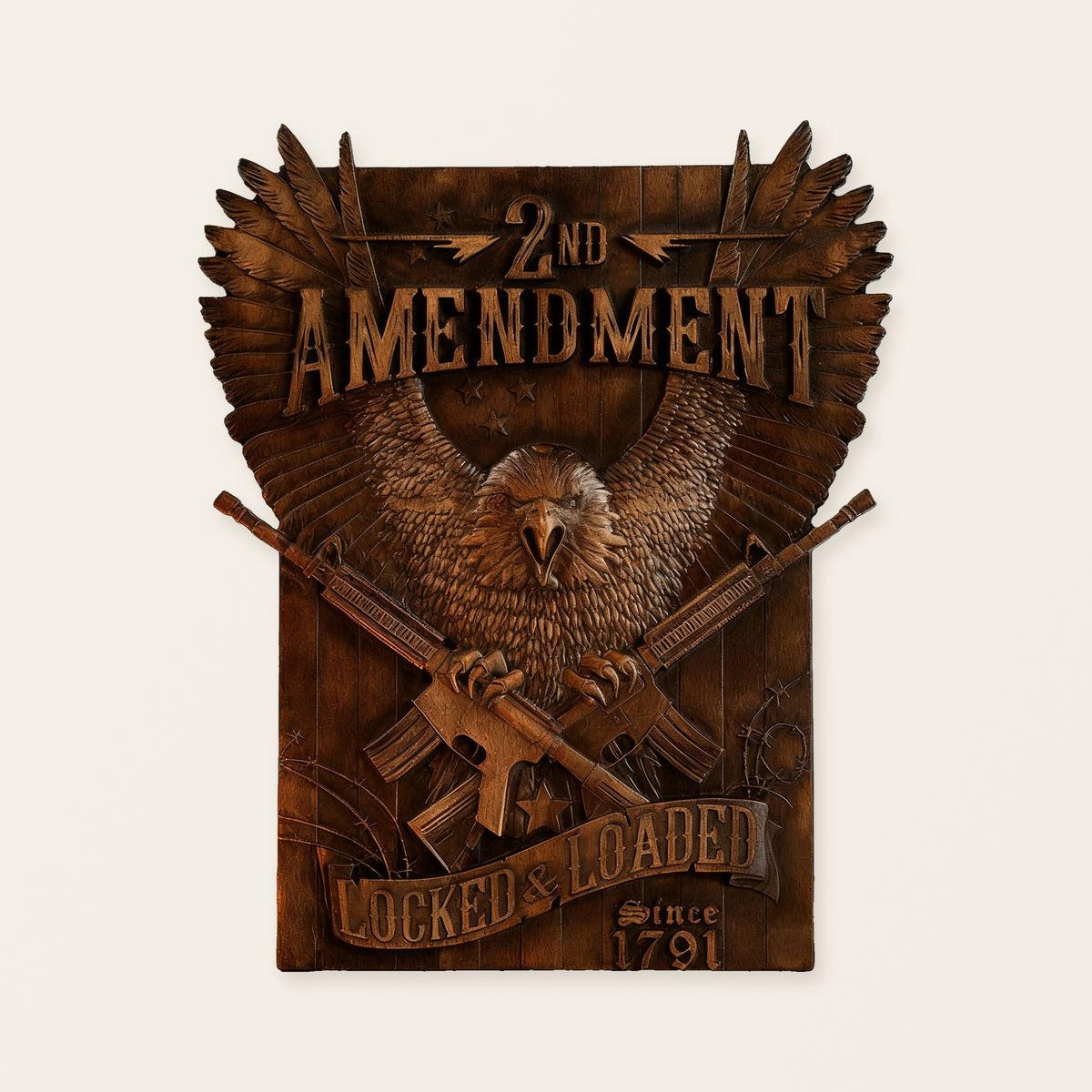 Handcrafted Solid Wood Wall Art - Commemorating the Second Amendment