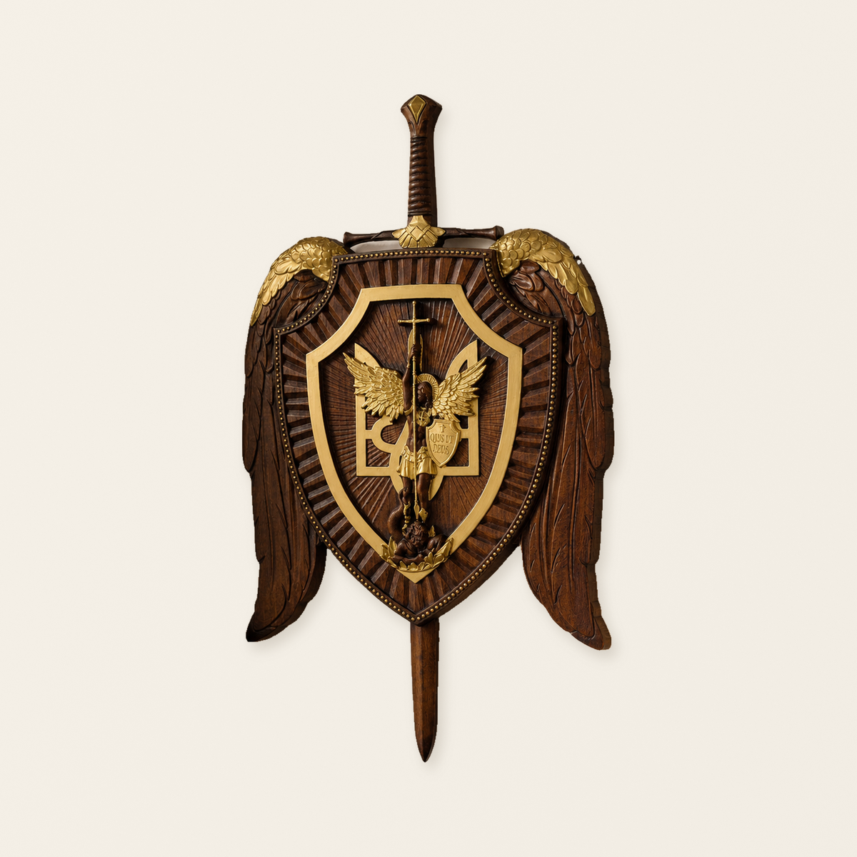 Archangel Michael Sword & Shield Wall Plaque - Divine Protection in Spiritual Warfare