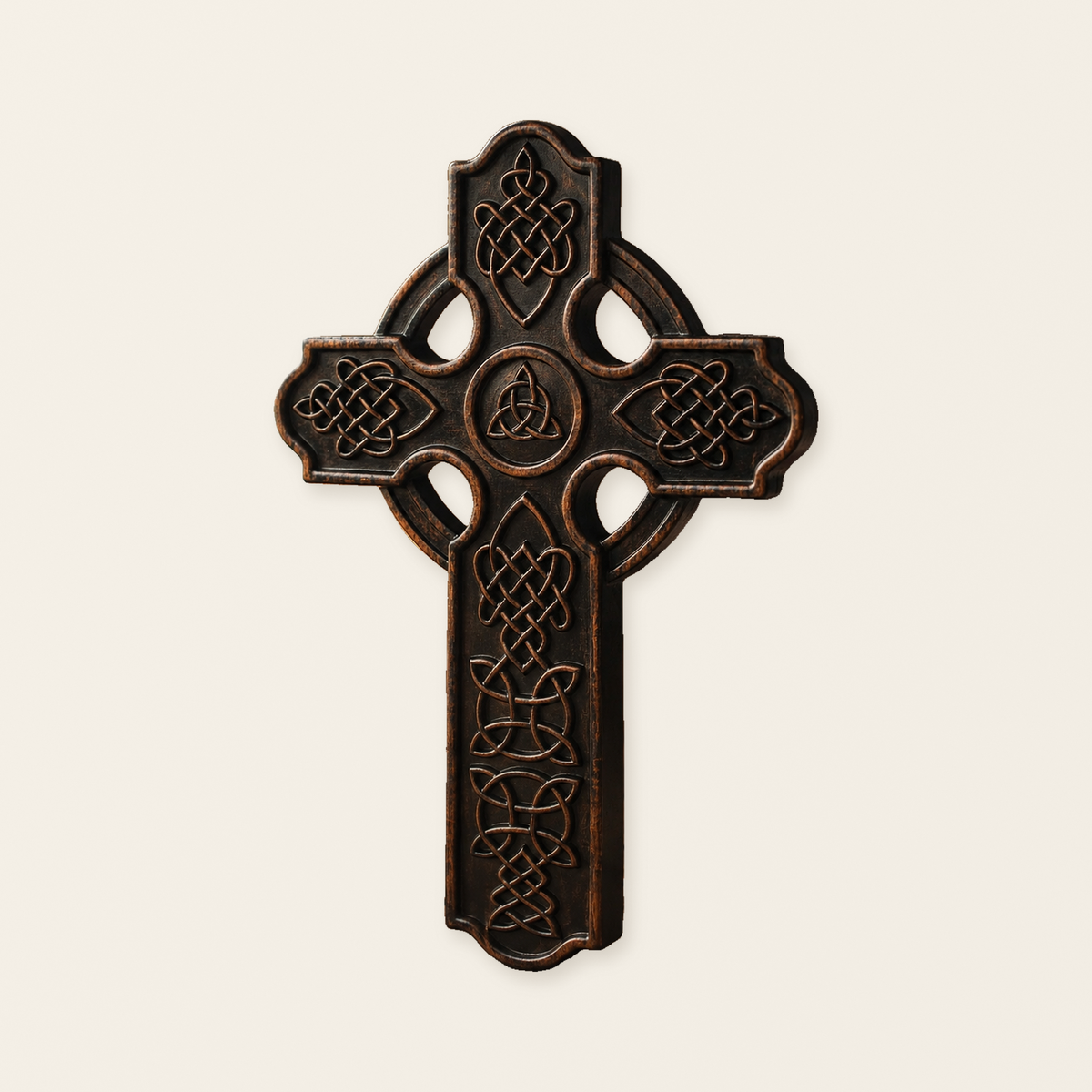 Solid Beechwood Celtic Cross - Hand-Carved Christian Wall Cross - Meaningful Religious Gift