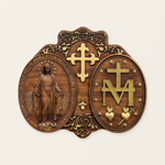 Miraculous Medal Wood Carving Decor - Medal of Our Lady of Graces