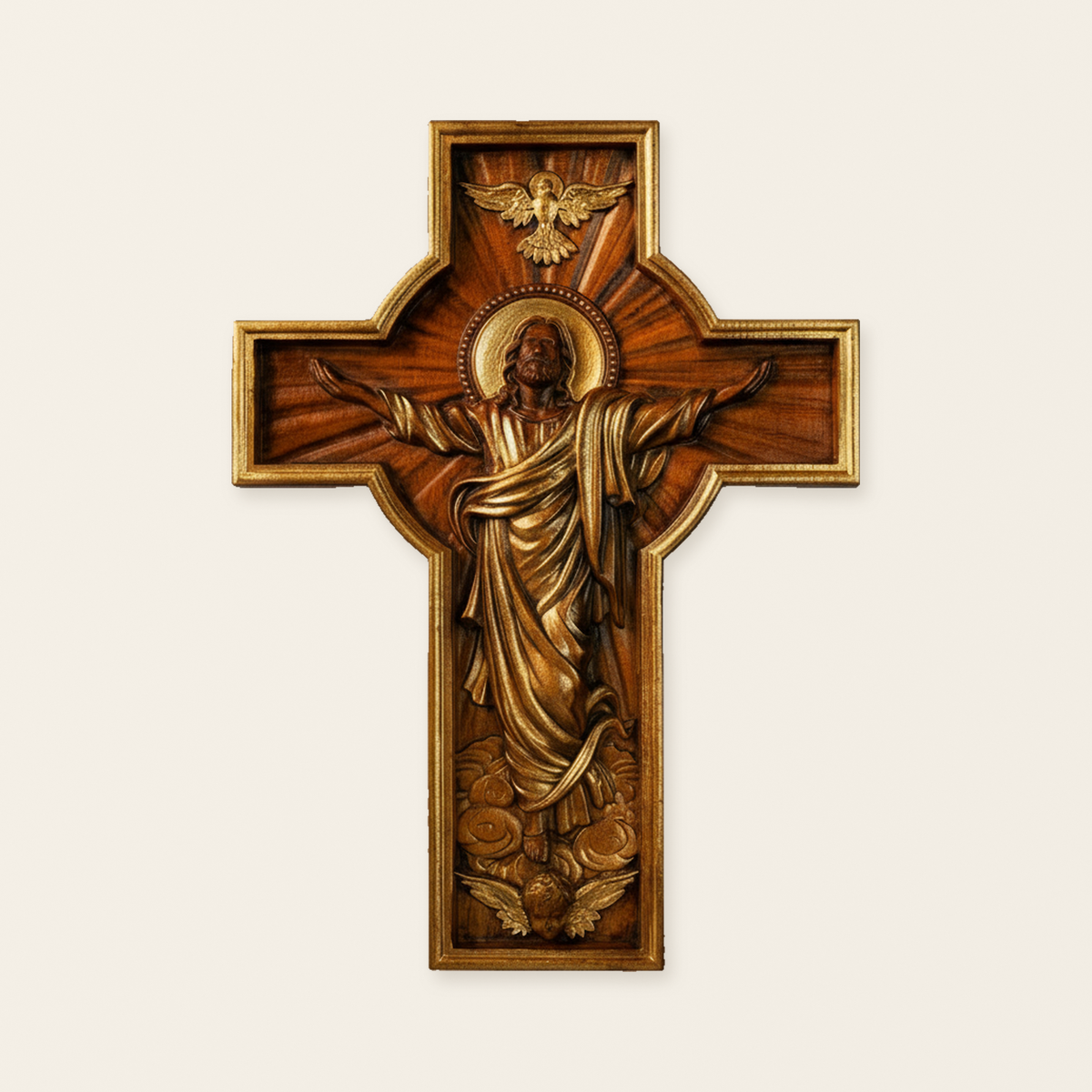Ascension of Jesus wood carving cross