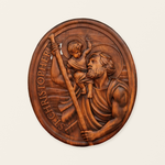 St.Christopher Christian Wood Carving Plaque/The patron saint of travelers