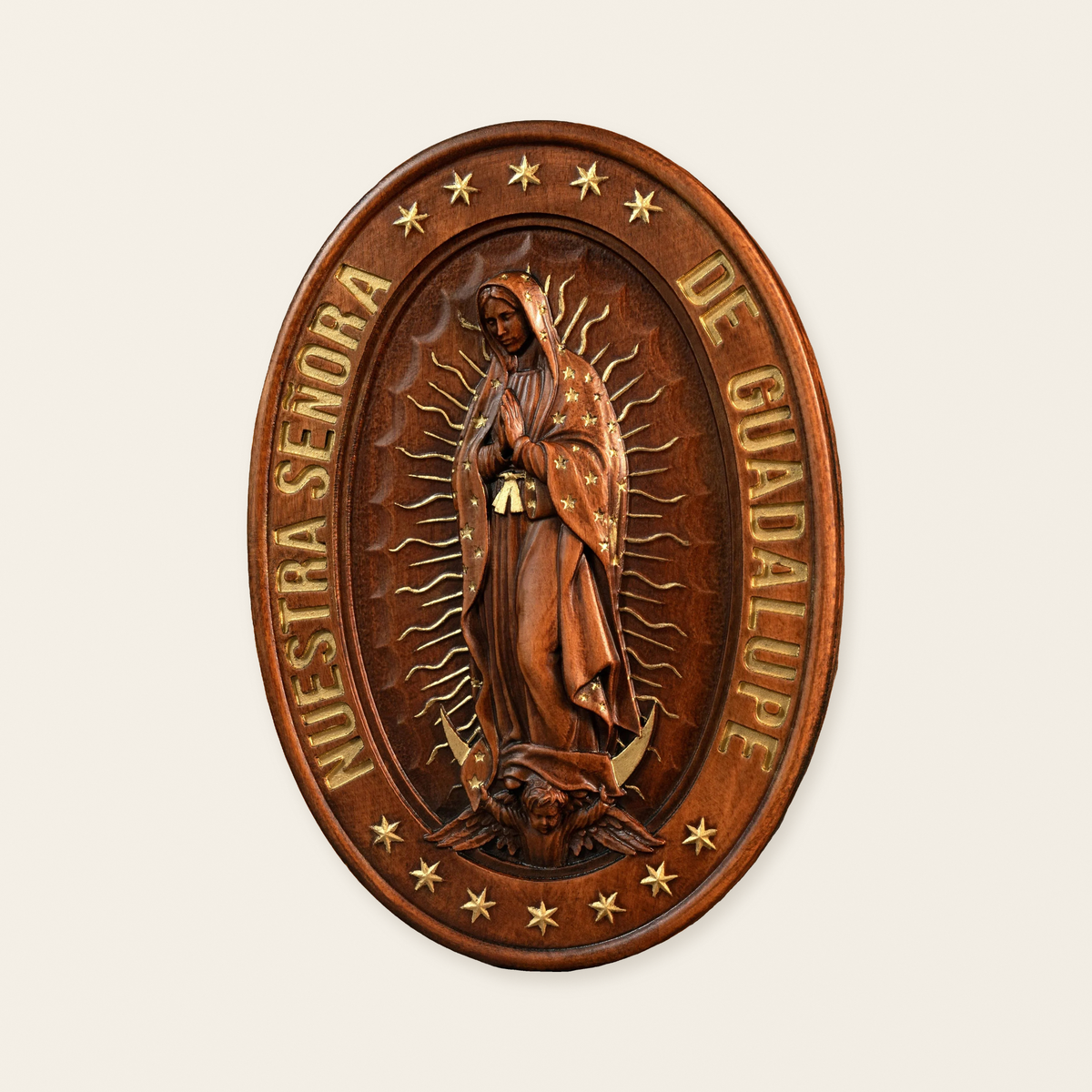 Vintage Colorful Our Lady of Guadalupe Wood Carving 🎨🪵 - Patron Saint of the Americas & Unborn Children 🙏🛡️