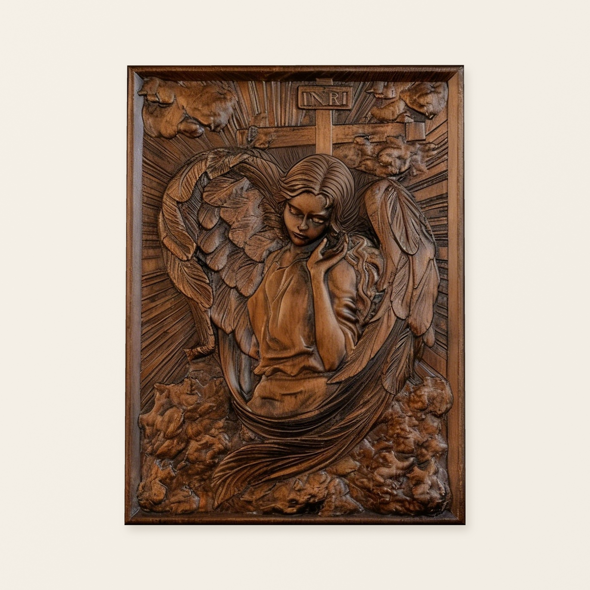 🌟 Archangel Chamuel Wood Carving – Angel of Peaceful Relationships 🌟