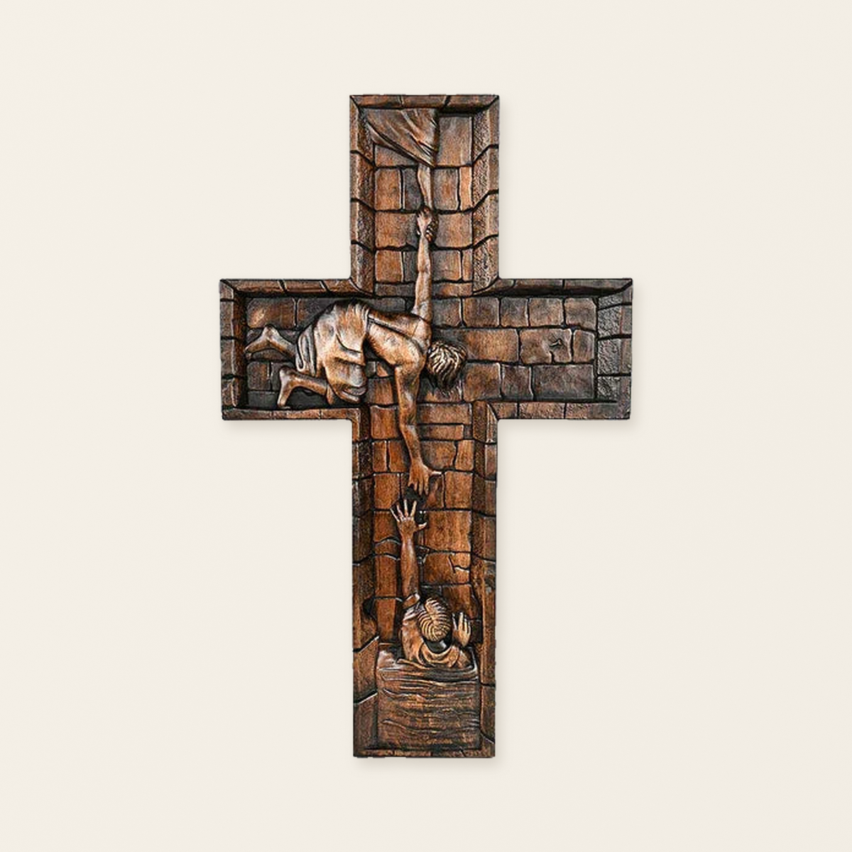 mokarve 6 inches Savior Jesus Cross Wood carving - Mini version