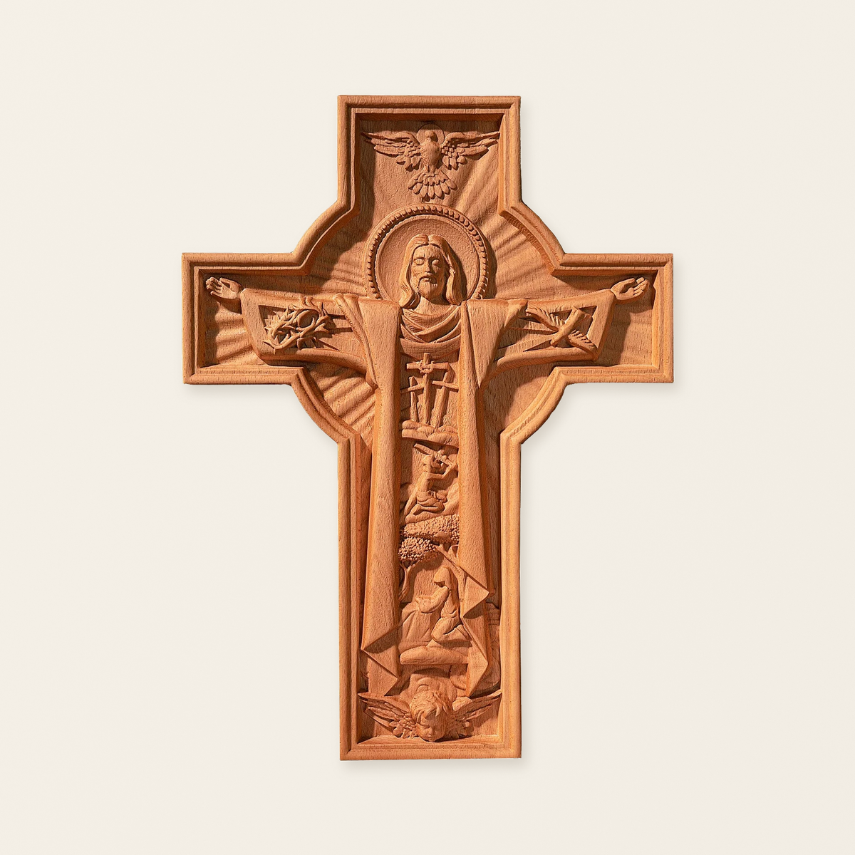 mokarve Ascension of Jesus wood carving cross