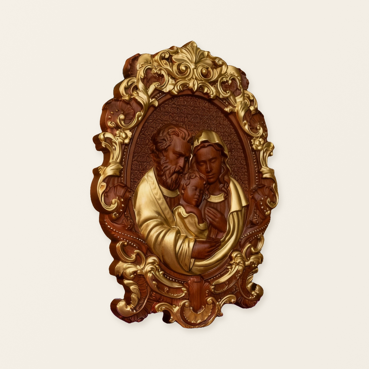 mokarve Holy family Nativity Wood Carving Gift Religious Family Wall Decor
