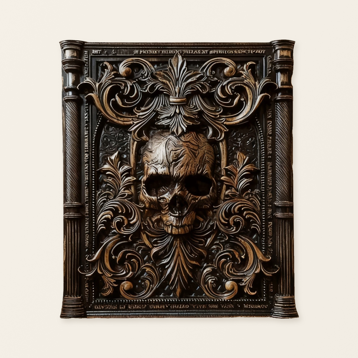 Ornate Skull Carved Wood Wall Art: Timeless Baroque-Inspired Decor
