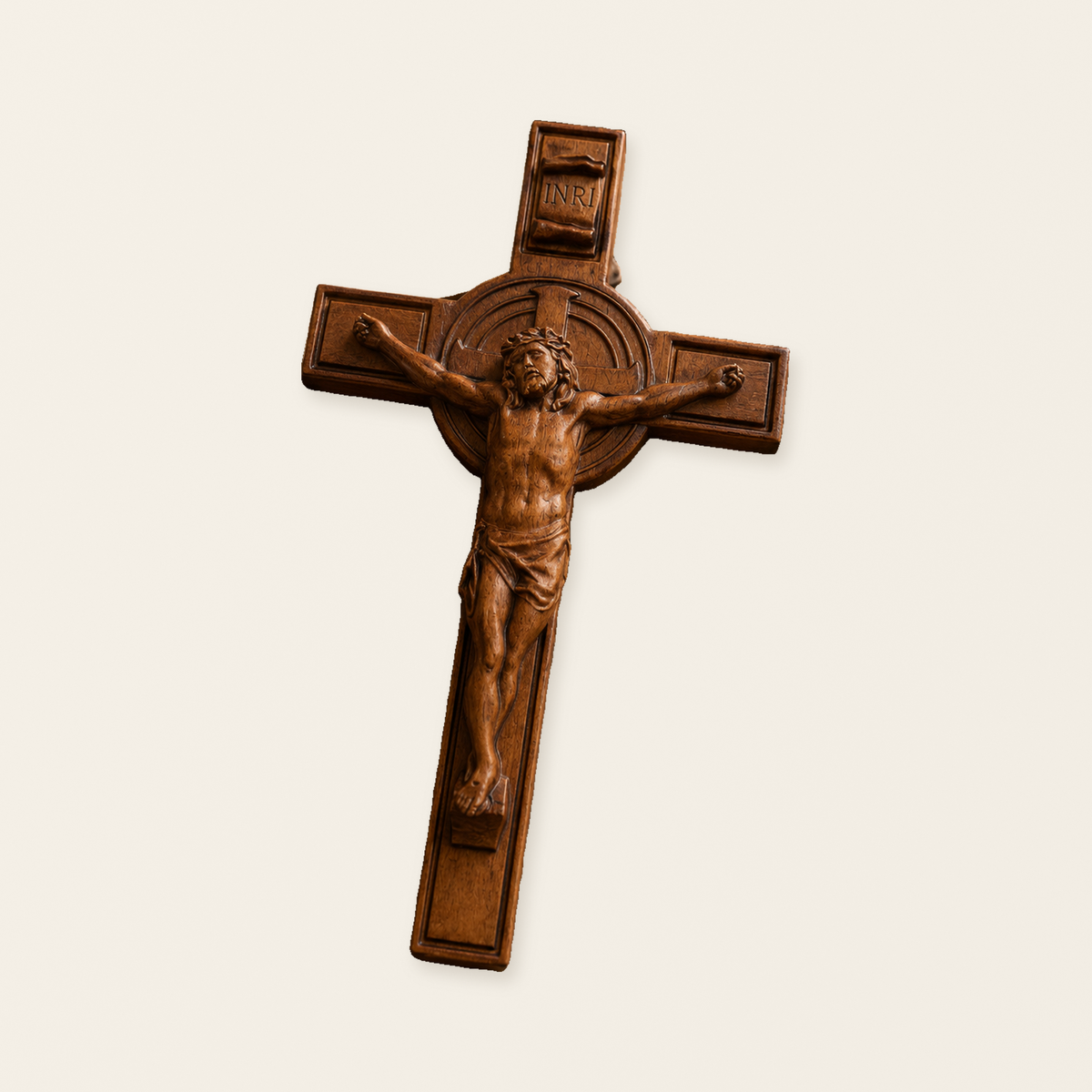 mokarve INRI Wood Carving Crucifix