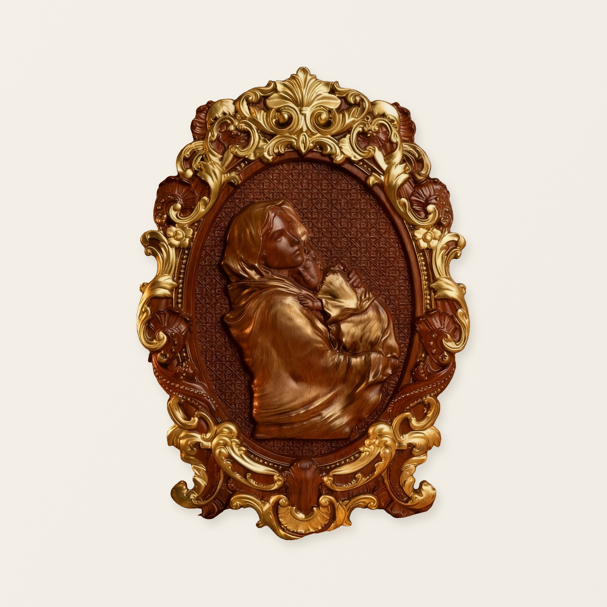 Our Lady & Child Wooden Plaque: A Christian Symbol of Mary’s Love & Christ’s Humble Birth