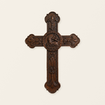 Lamb of God Wood Carving Cross Wall Decor - Paschal lamb