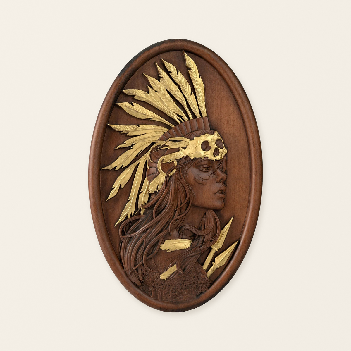 50% Off Today!Native American Indian woman natural wood carving decoration, native day gift
