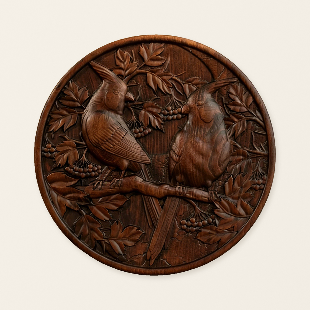 Cardinal Hand-Carved Beechwood Wall Art