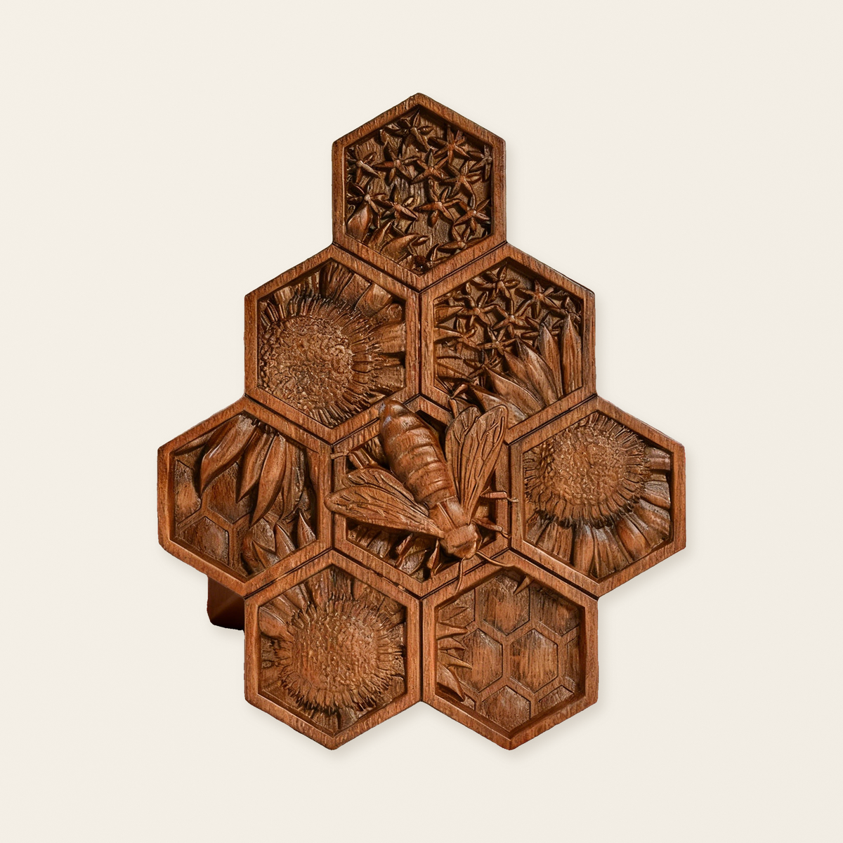“Bee & Honeycomb” Hand-Carved Wood Wall Art – A Christian Symbol of Diligence & Divine Provision