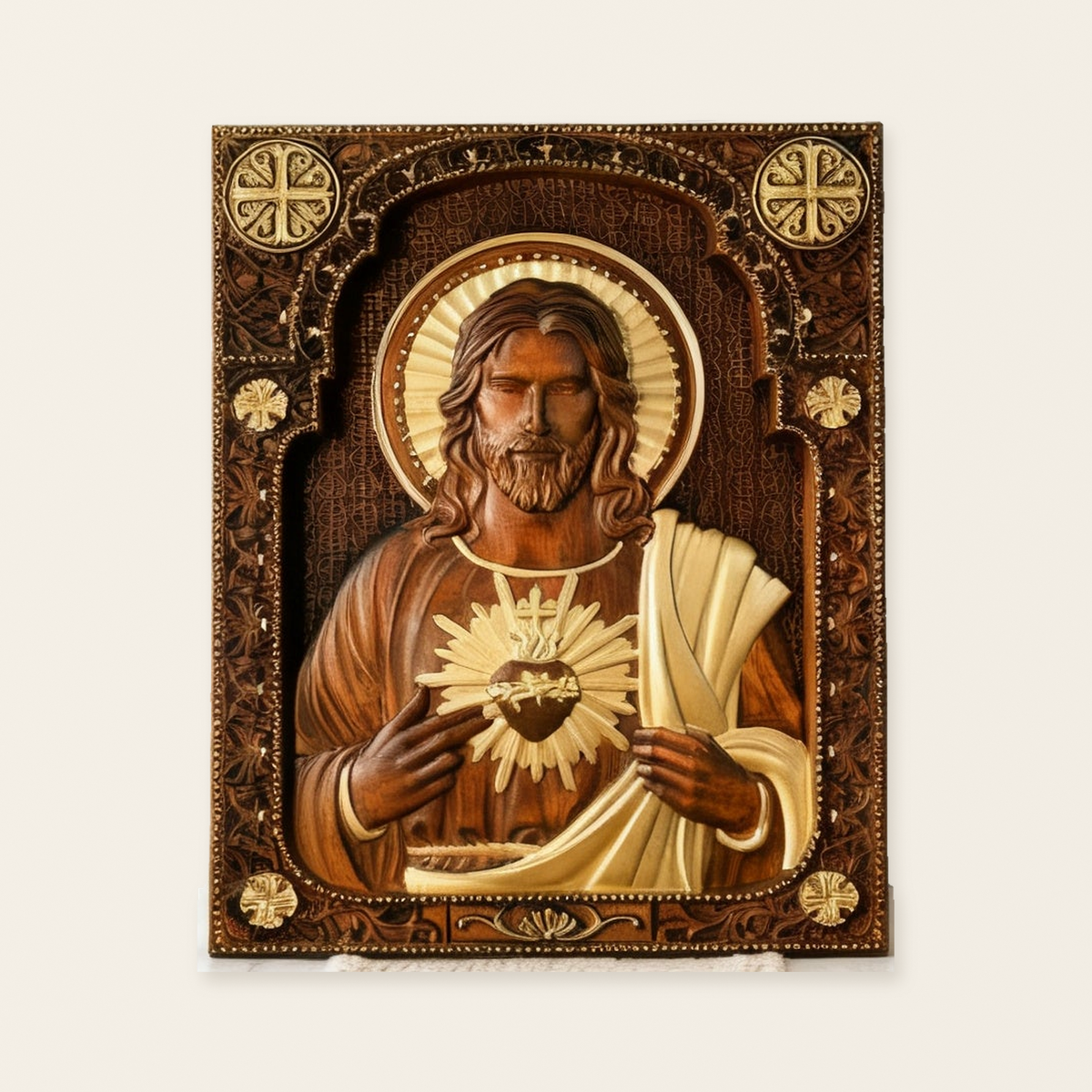 Sacred Heart Wood Carvings: Jesus & Mary, Handcrafted Tokens of Divine Love