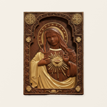 Immaculate Heart of Mary Hand-Carved Beech Wood Sculpture | Sacred Home Altar Ornament