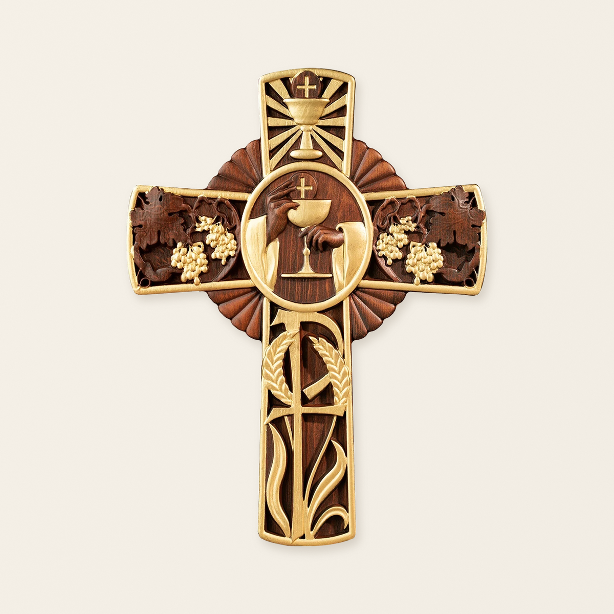 Eucharistic Chalice Wooden Cross: A Christian Symbol of the Last Supper & Redemption