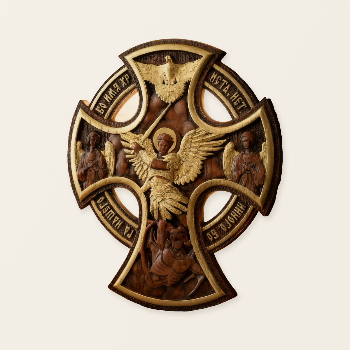 Orthodox Archangel Michael Wooden Sculpture - Gives Us Strength and Courage to Move Forward