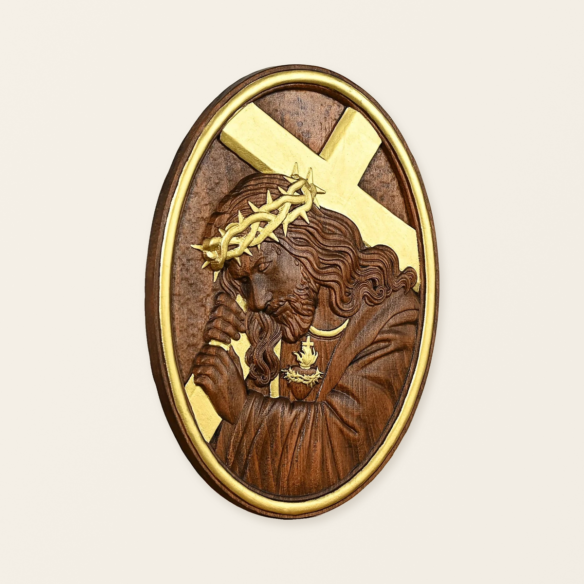 Jesus Crown of Thorns Wooden Sculpture