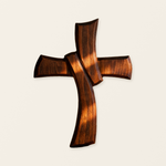 Minimalist Twist Wooden Hand Carved Cross for Wall Decor, Religious Gift Cross