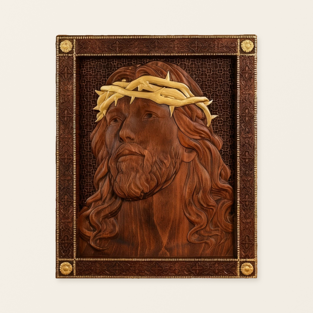✝️ Hand-Carved Jesus Thorn Crown Wood Art: A Christian Symbol of Redemption & Grace