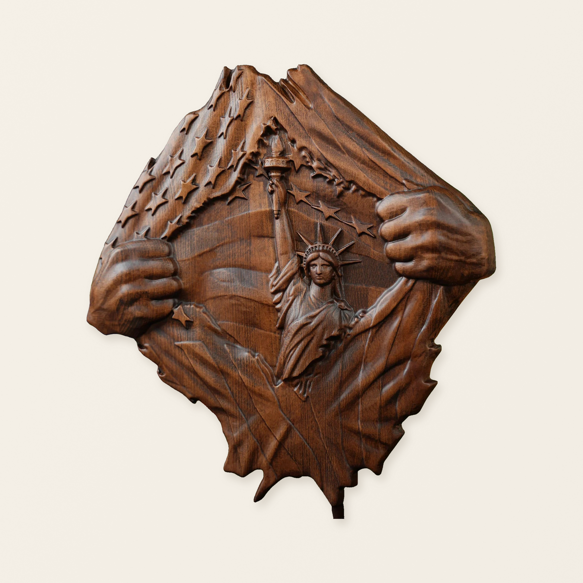 Lady Liberty Wall Decor Art Wood Sculpture