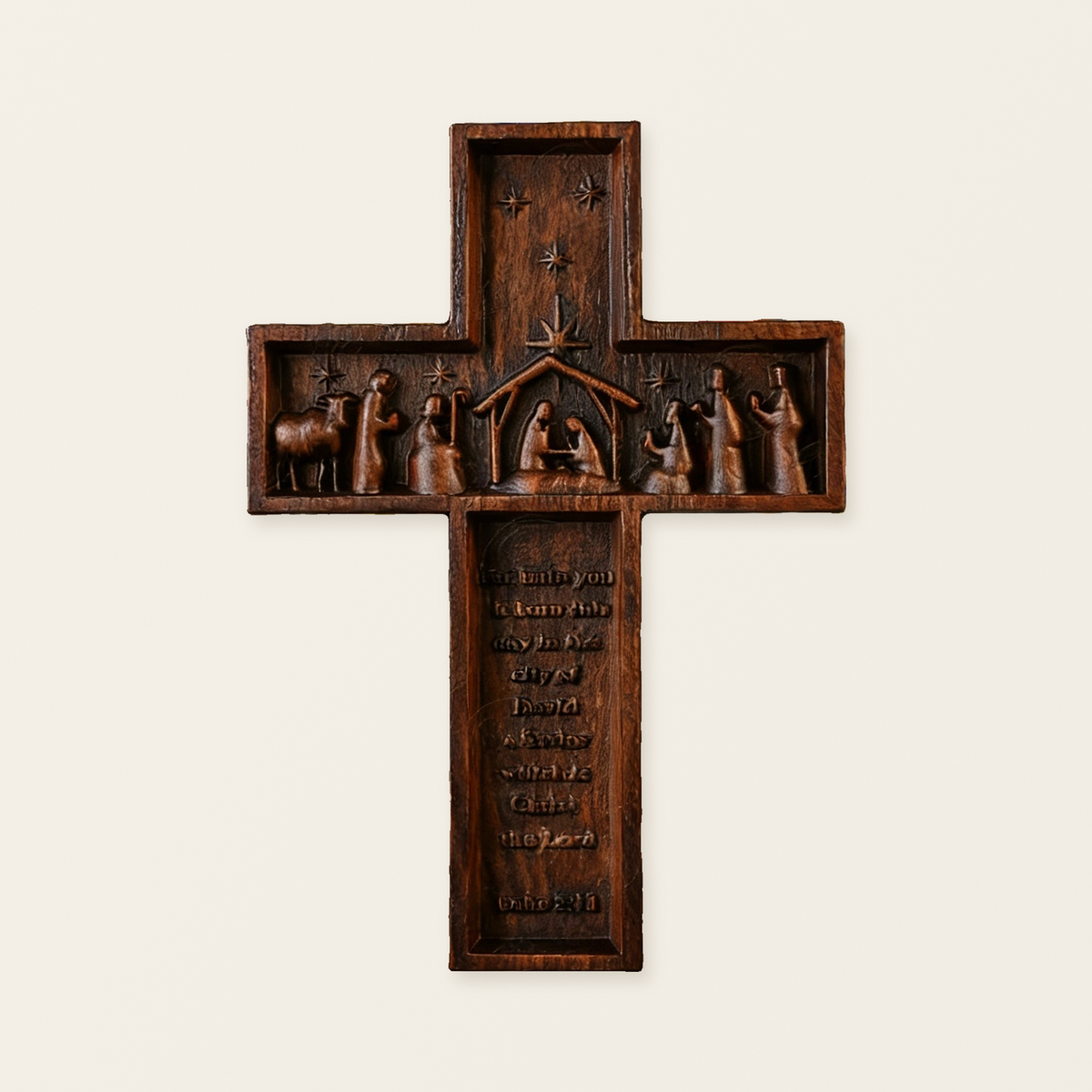 Nativity Scene Crucifix Wooden Wall Decoration
