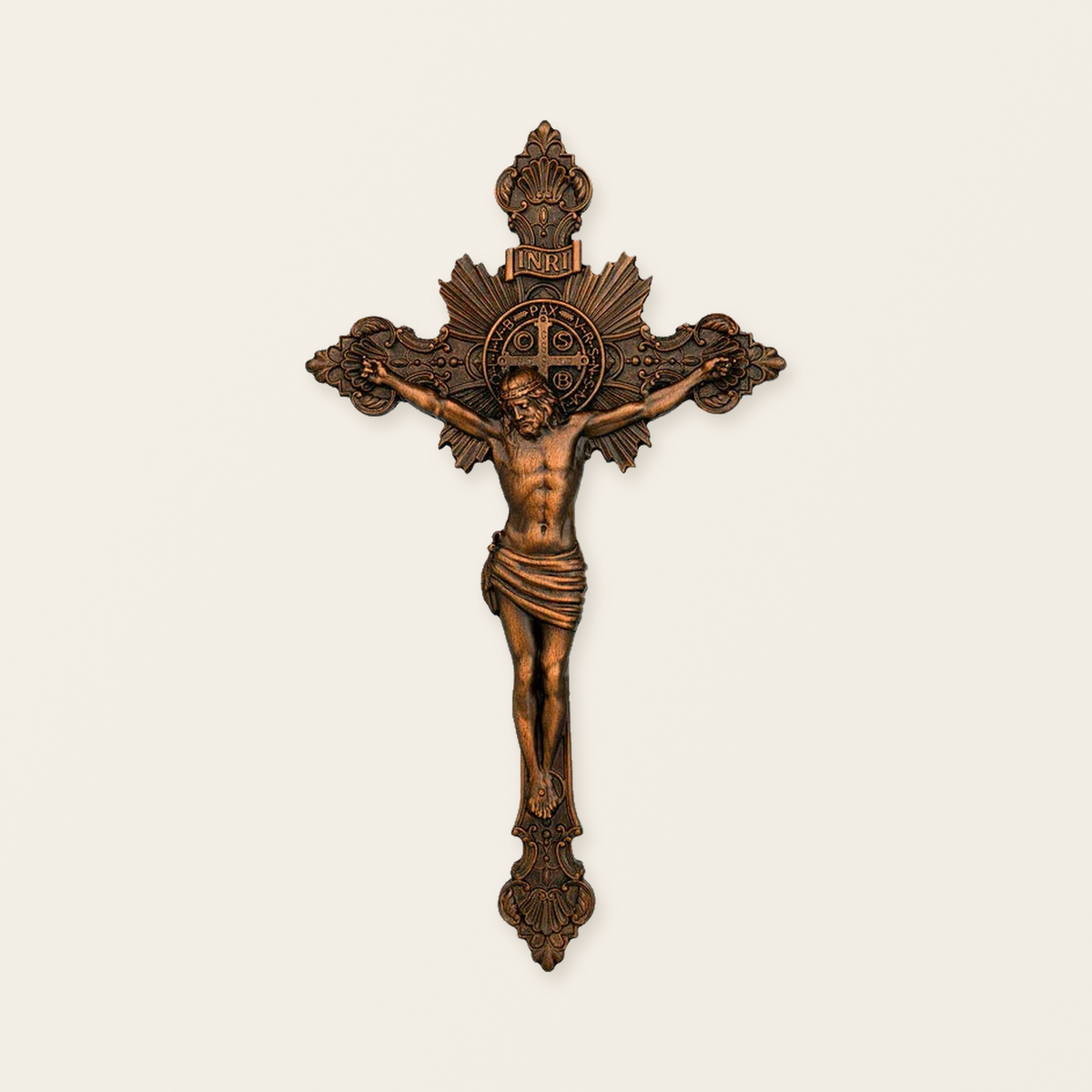 St. Benedict's Exorcism Cross Large Wooden Sculpture