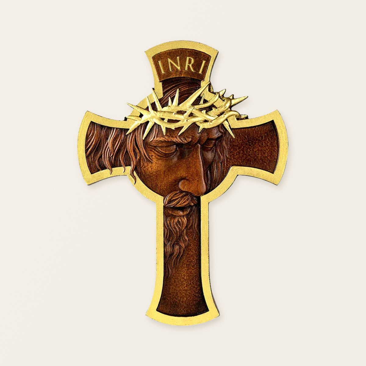 Jesus Crown of Thorns Crucifix Wooden Large Crucifix