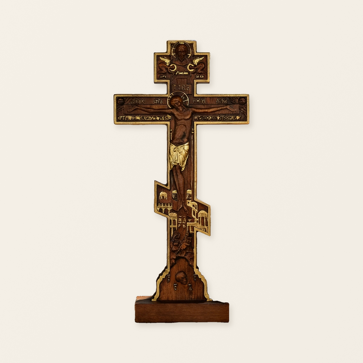 Orthodox Crucifixion Crucifix Wooden Tabletop Ornament