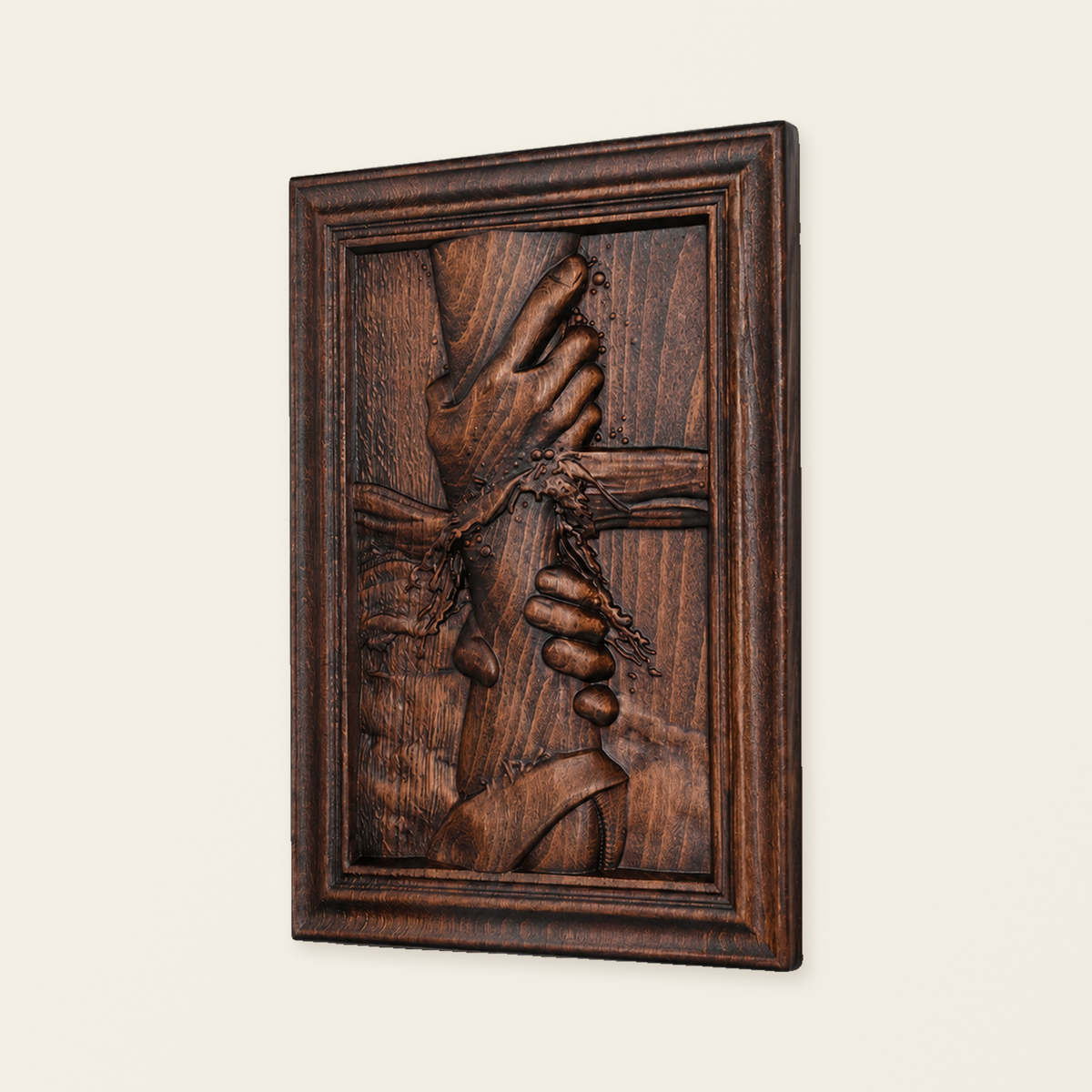 God's Redeeming Hand Beech Wood Carving Wall Decoration