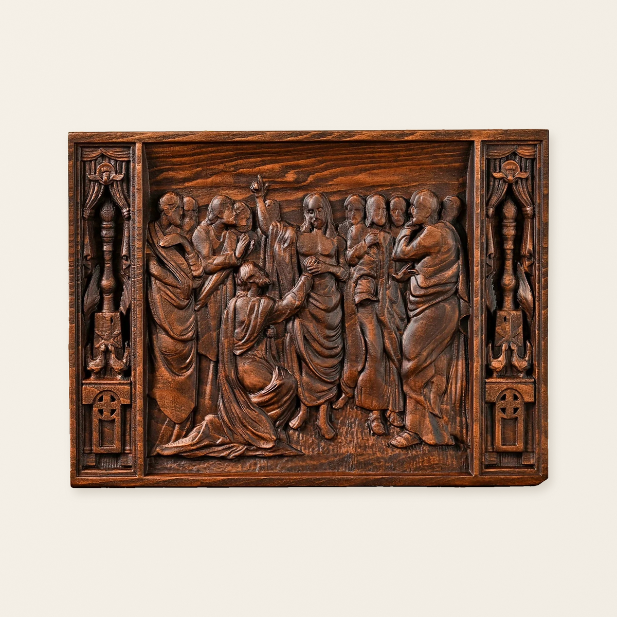 Thomas and Jesus Resurrection Wood Wall Hanging