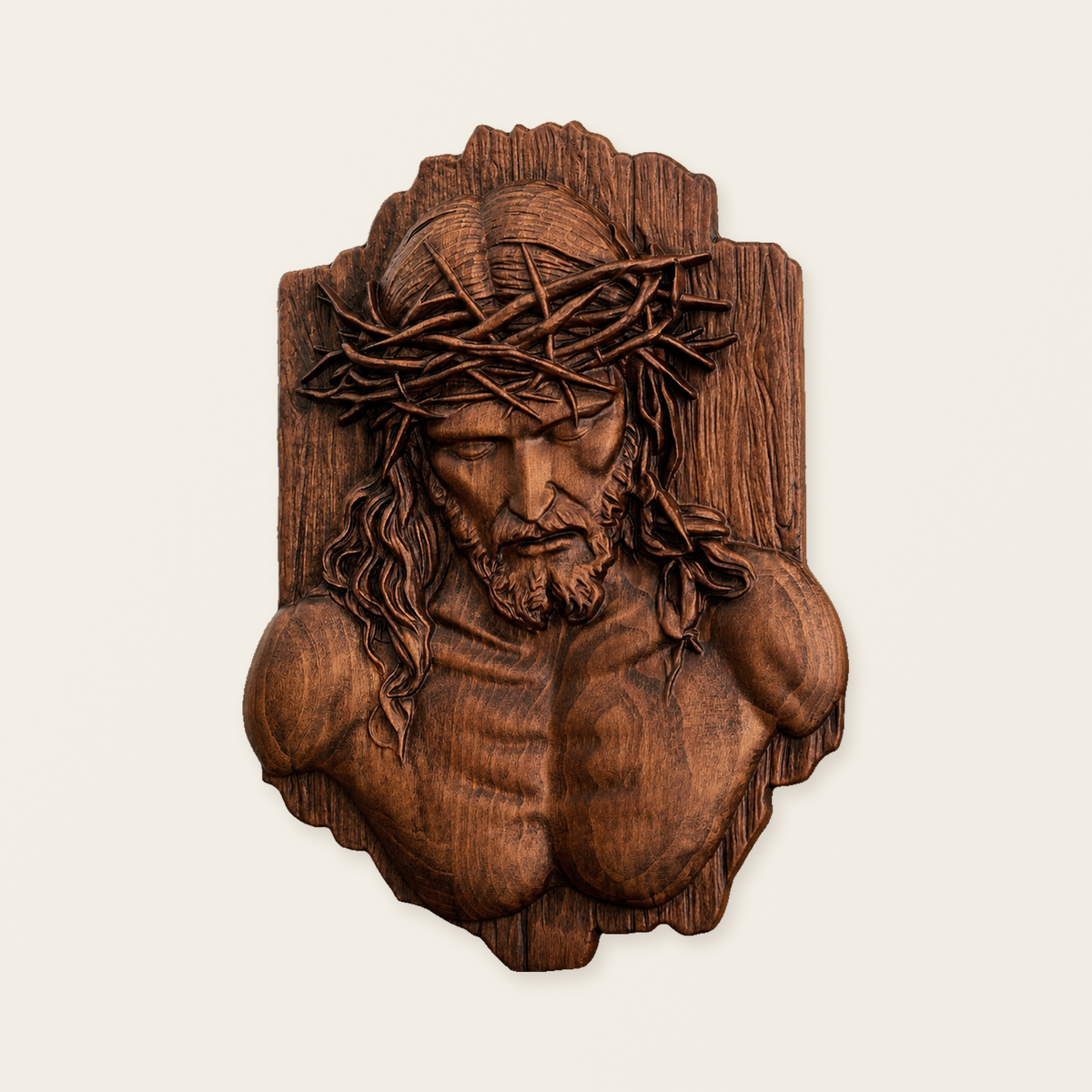 Jesus Crown of Thorns Beechwood Sculpture