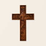 "Jesus with the Crown of Thorns" Beechwood Cross Wall Hanging